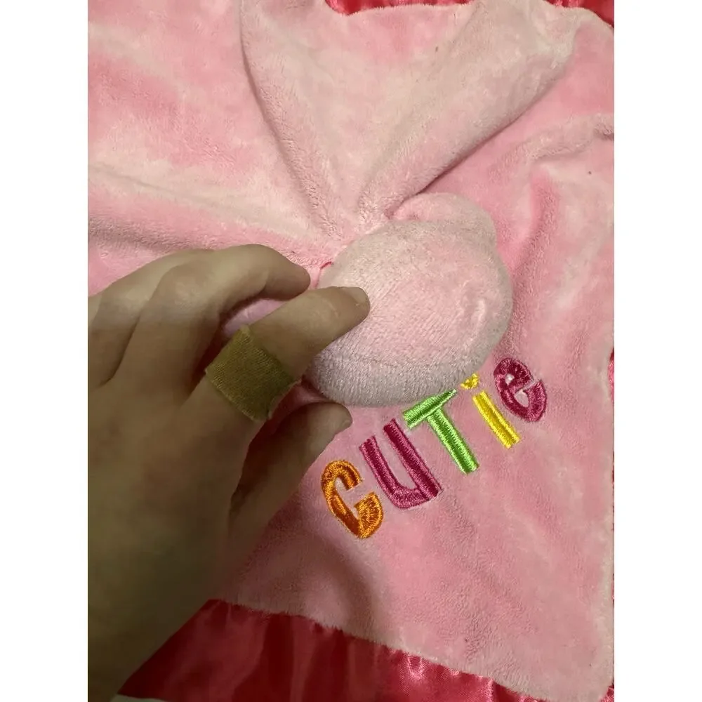 Sunshine Baby Flamingo Cutie Embroidered Satin trim Lined Lovey Security Blanket